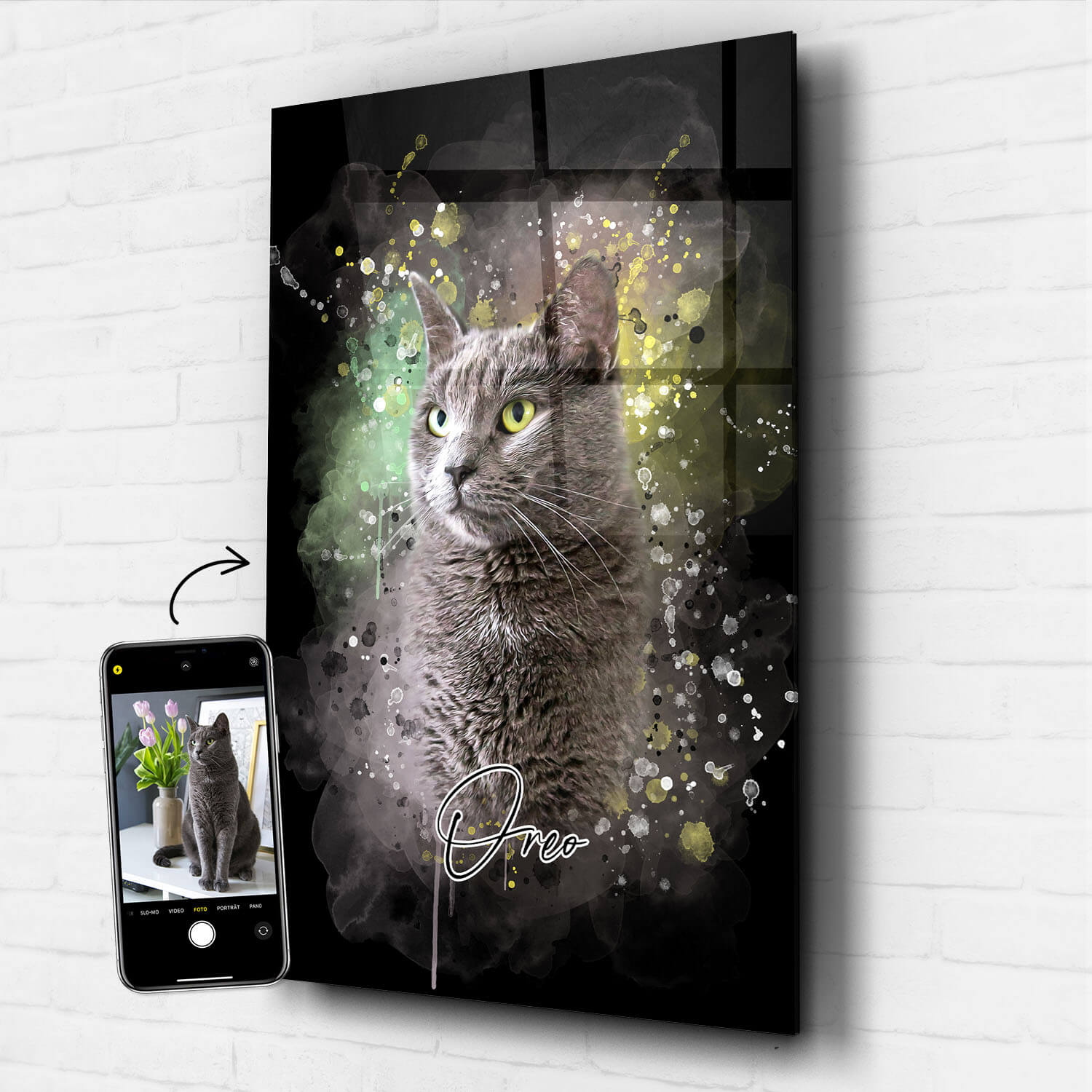 Katzenportrait im Wasserfarben-Stil