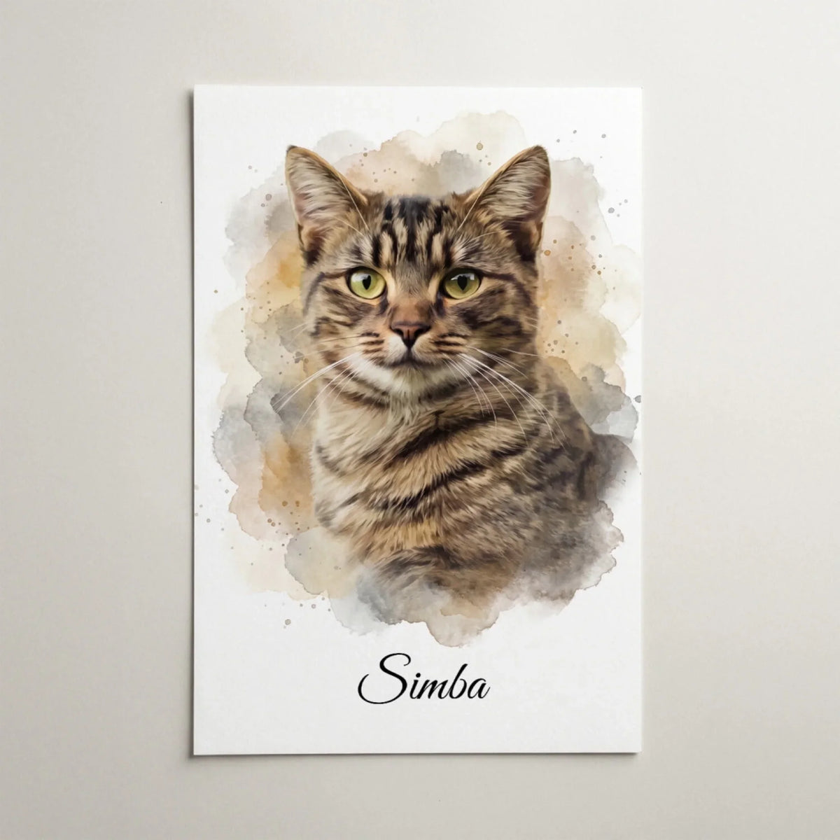 Retrato de gato en estilo acuarela a partir de tu foto - póster