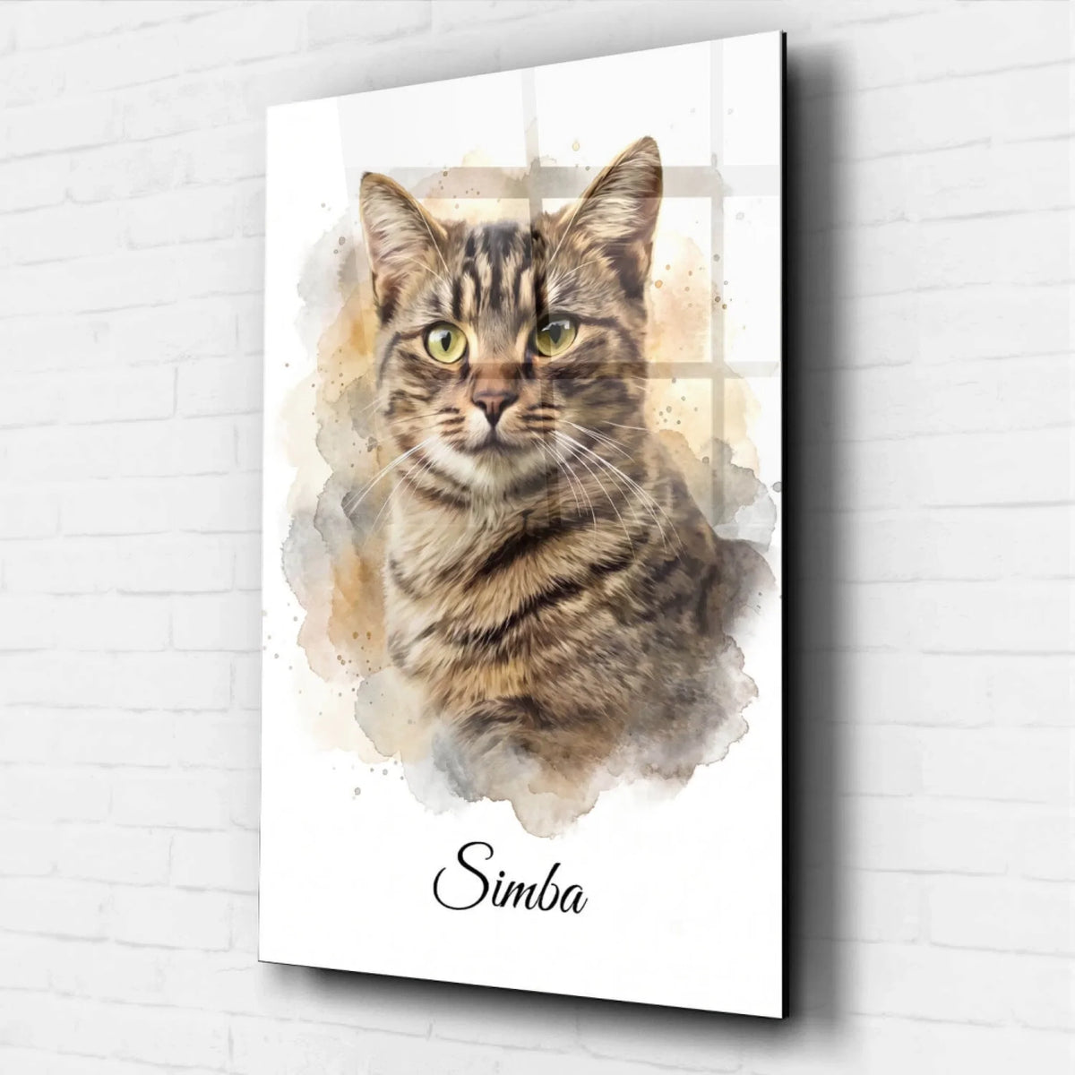 Retrato de gato en estilo acuarela a partir de tu foto - vidrio acrílico