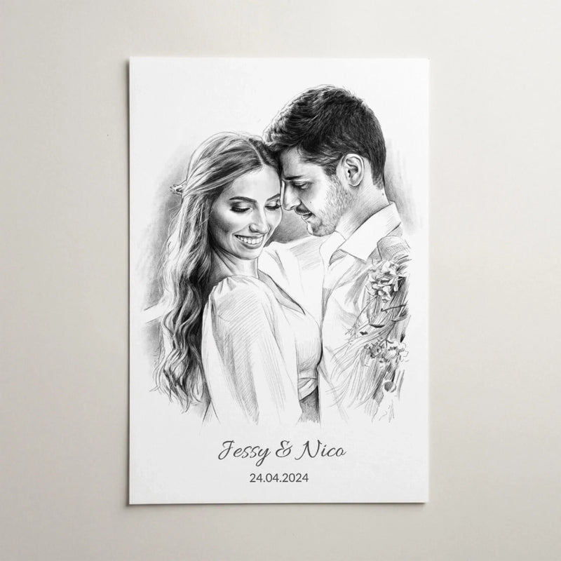 Retrato personalizado en estilo lápiz
