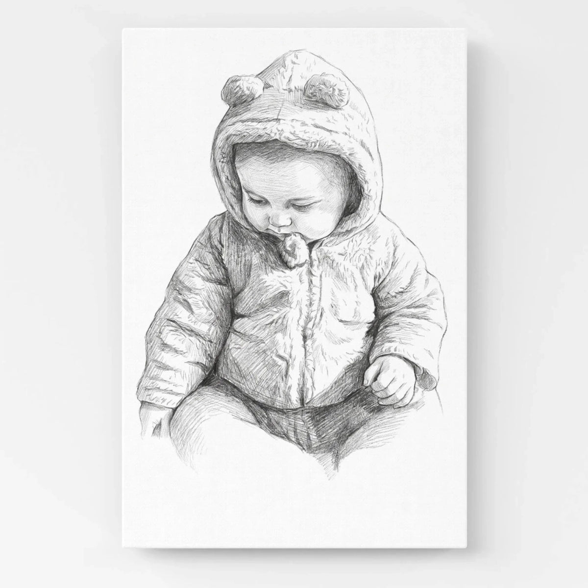 Retrato de bebé en estilo lápiz a partir de tu foto - lienzo