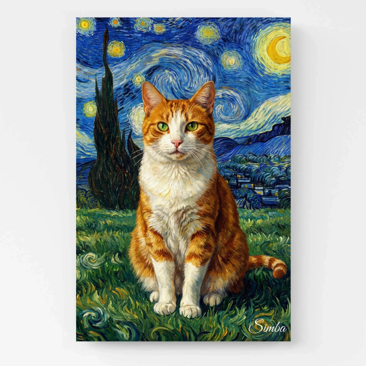 Retrato de gato estilo Van Gogh a partir de tu foto - lienzo