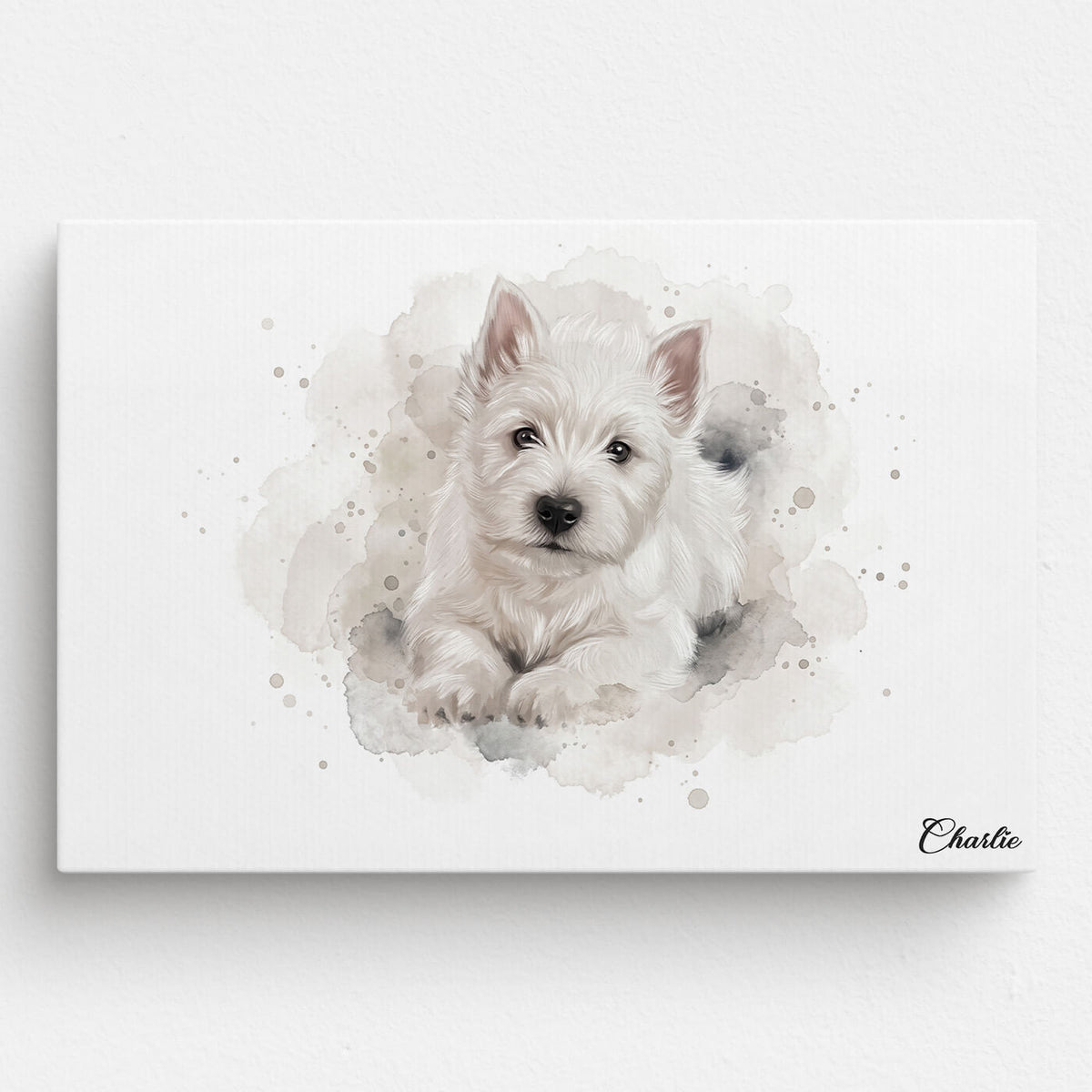 Retrato de perro en estilo acuarela (formato horizontal) a partir de tu foto - lienzo