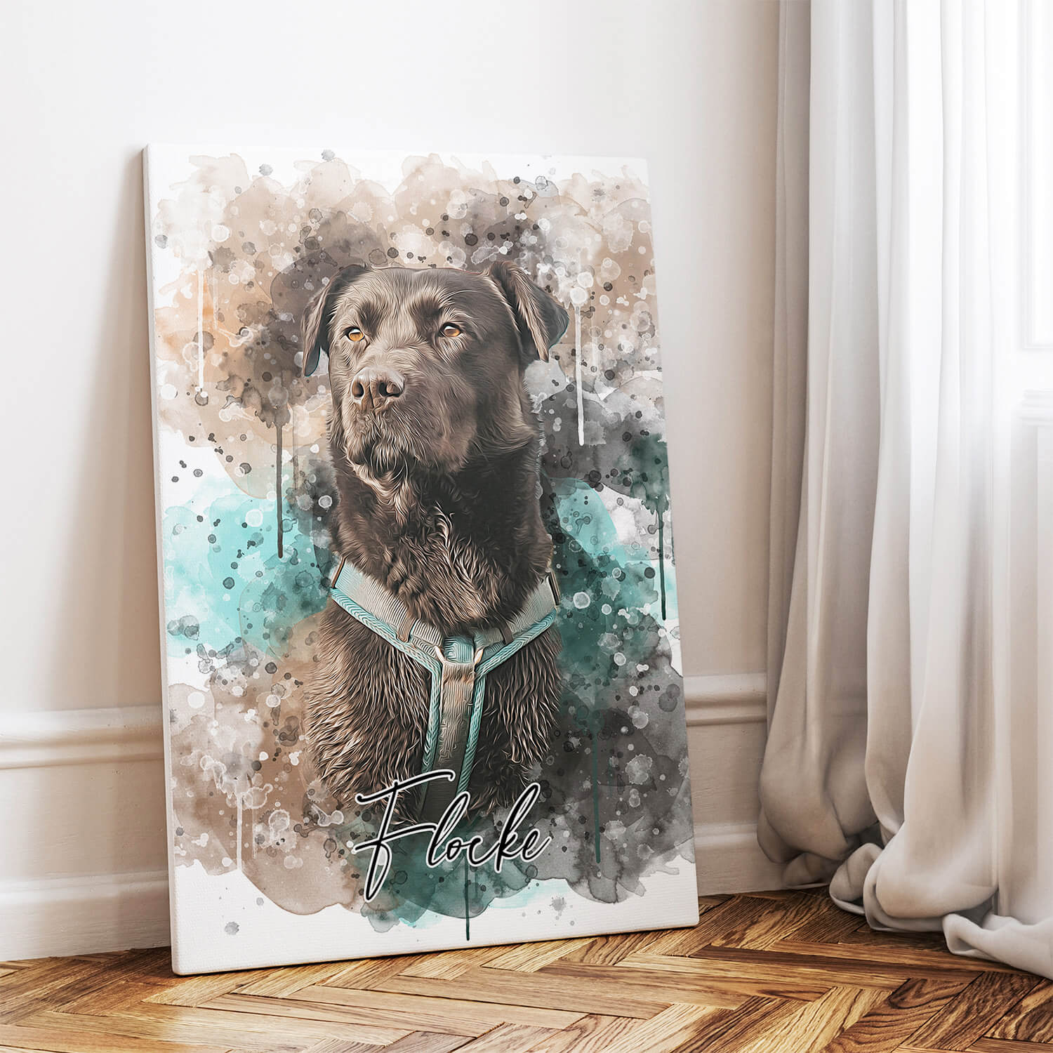Retrato de mascota en estilo acuarela