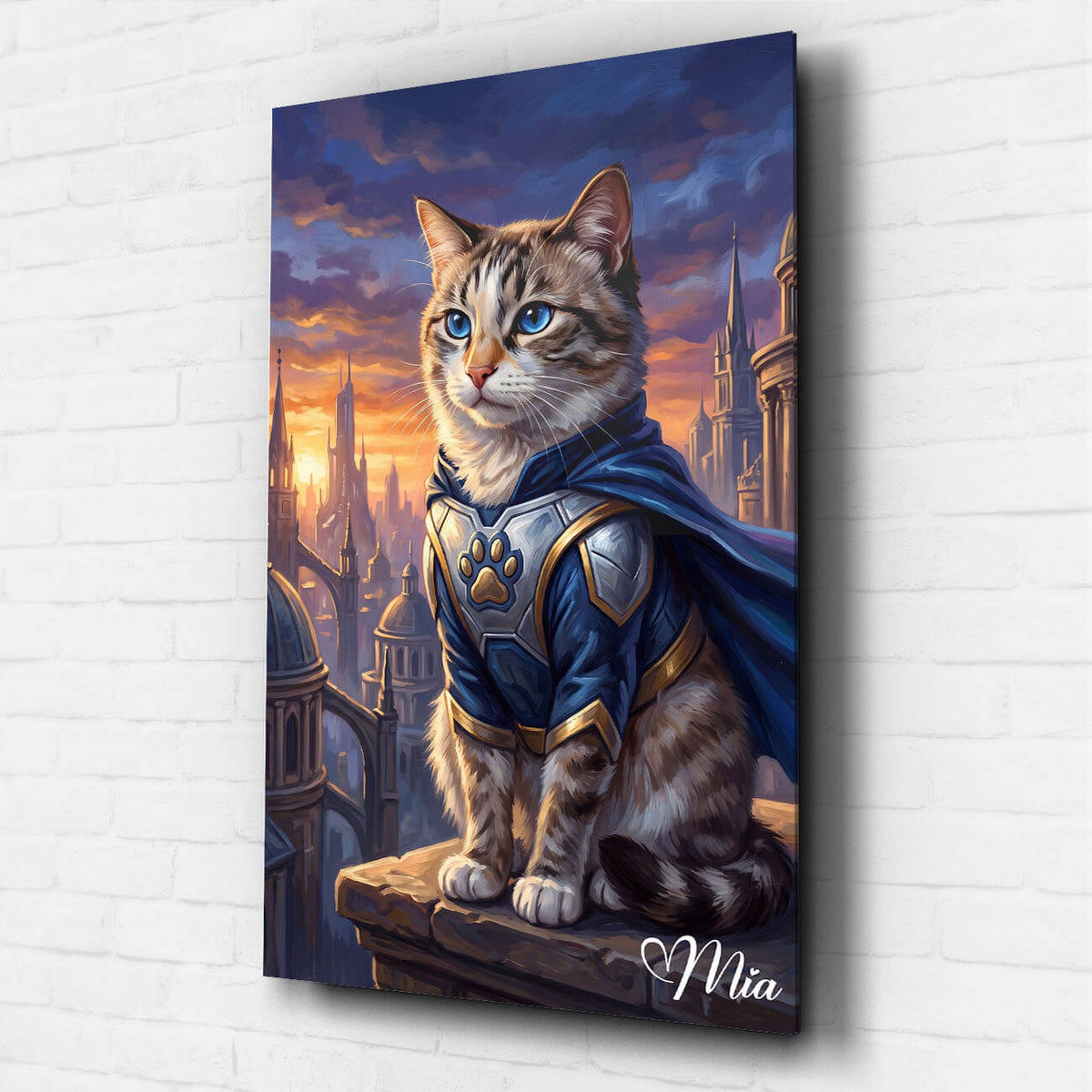 Retrato de gato como superhéroe a partir de tu foto - vidrio acrílico