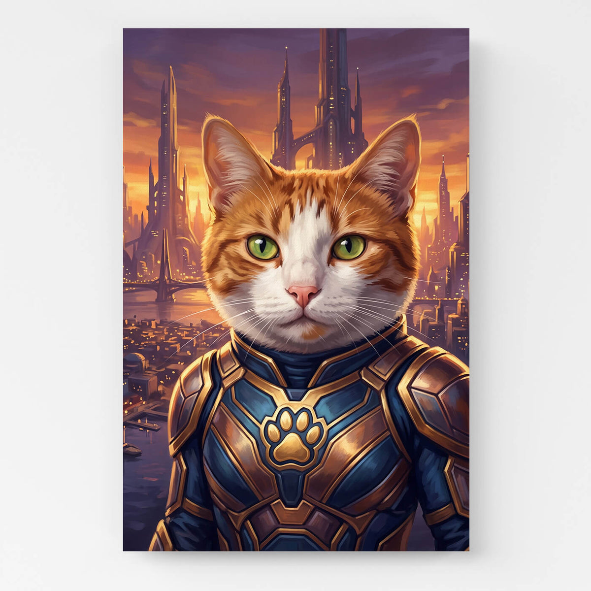 Retrato de gato como superhéroe a partir de tu foto - lienzo
