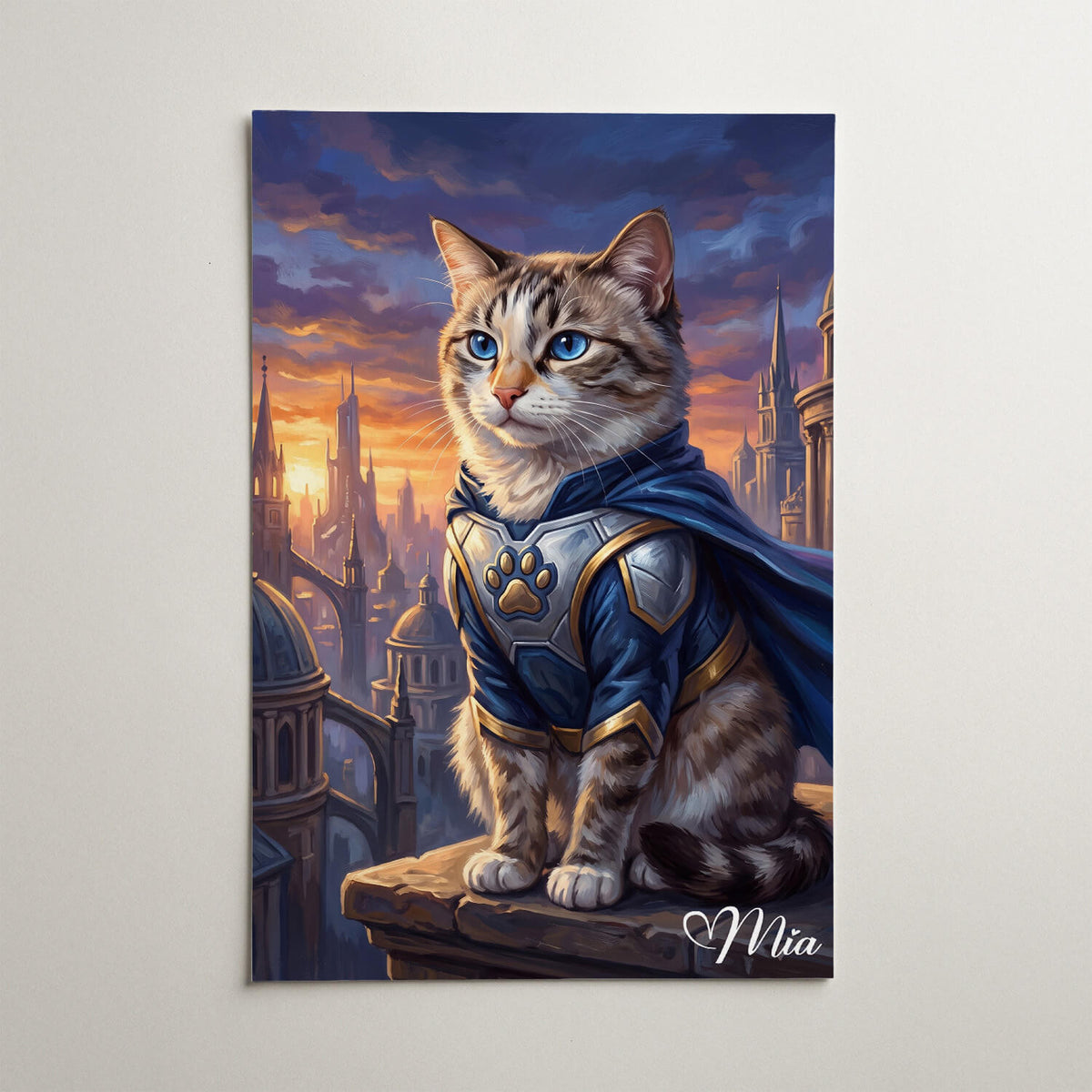 Retrato de gato como superhéroe a partir de tu foto - póster