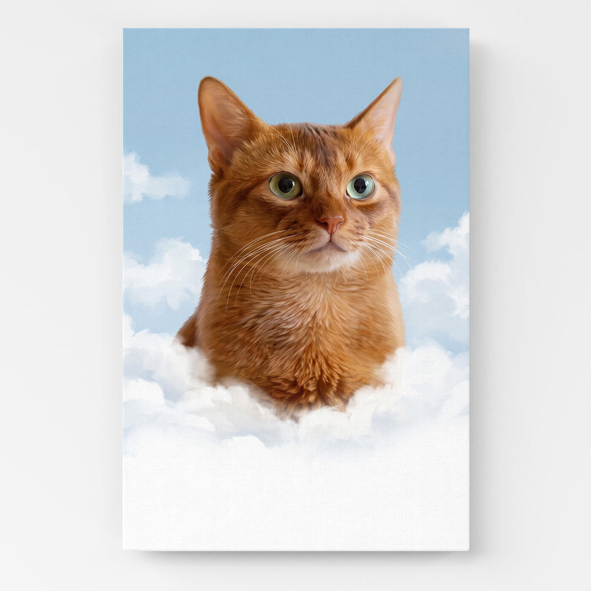 Retrato de gato personalizado en las nubes a partir de tu foto - lienzo