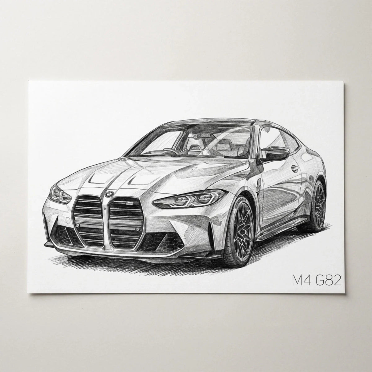 Retrato de coche en estilo lápiz (formato horizontal) a partir de tu foto - póster