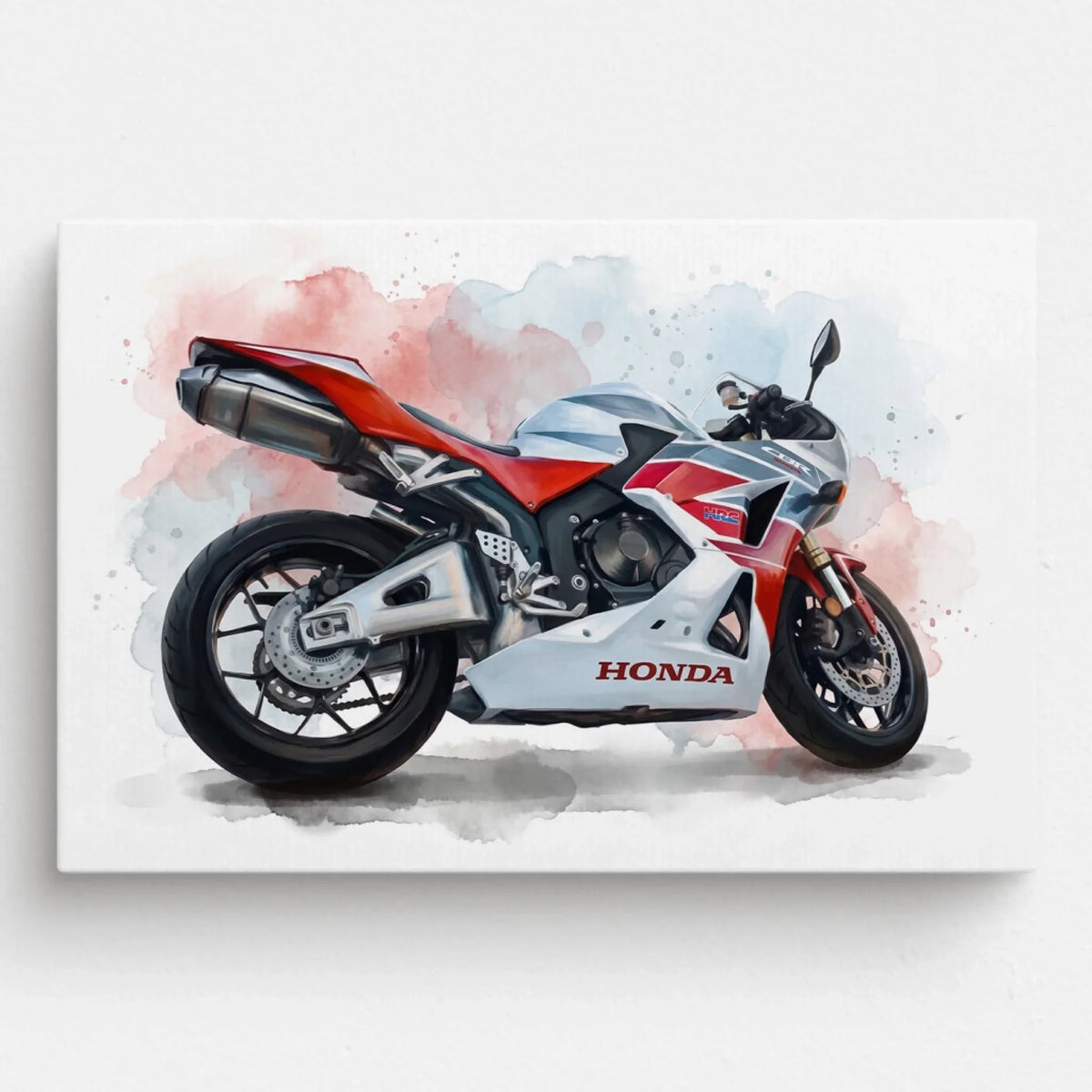 Retrato de moto en estilo acuarela (formato horizontal) a partir de tu foto - lienzo