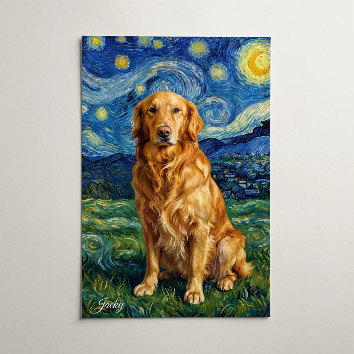 Retrato de perro en estilo Van Gogh a partir de tu foto - póster