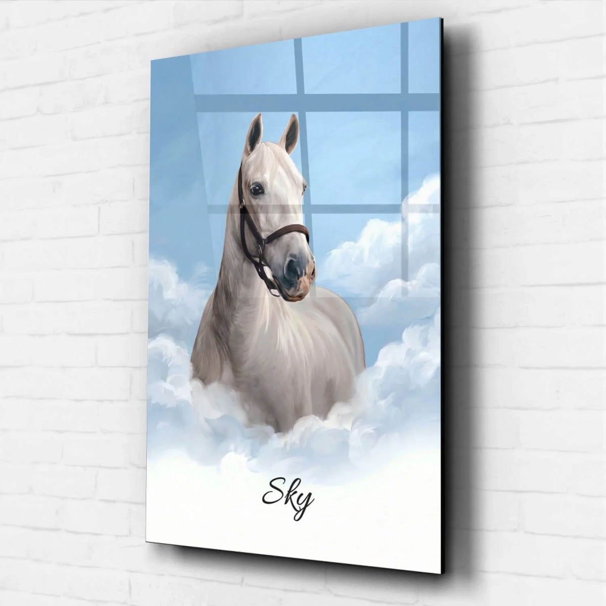 Retrato de caballo personalizado en las nubes a partir de tu foto - vidrio acrílico