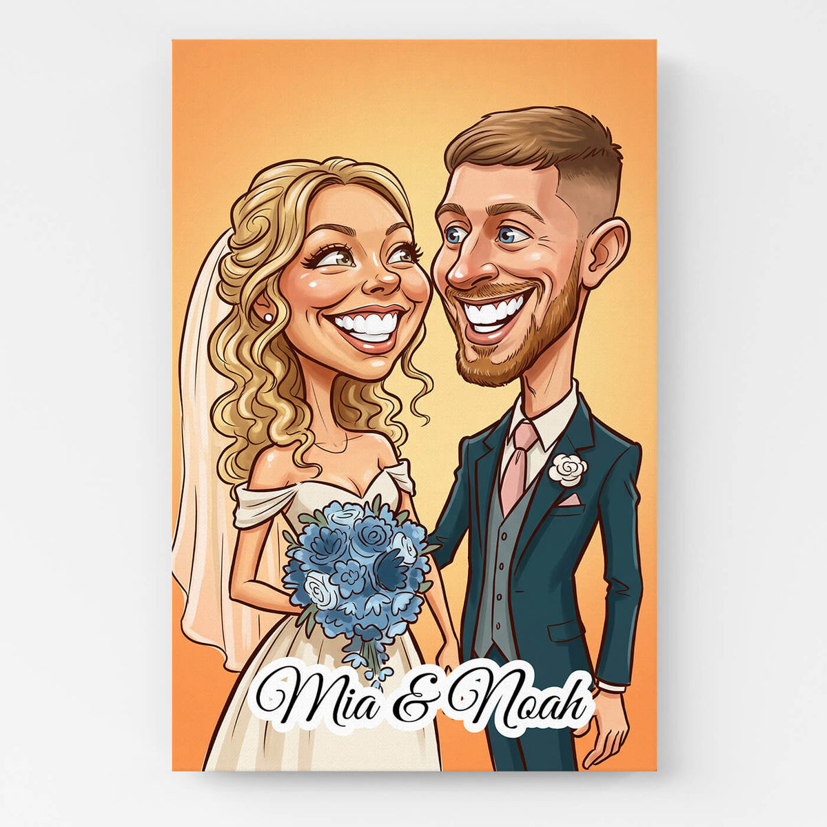 Retrato de pareja y familia en estilo caricatura a partir de tu foto - lienzo
