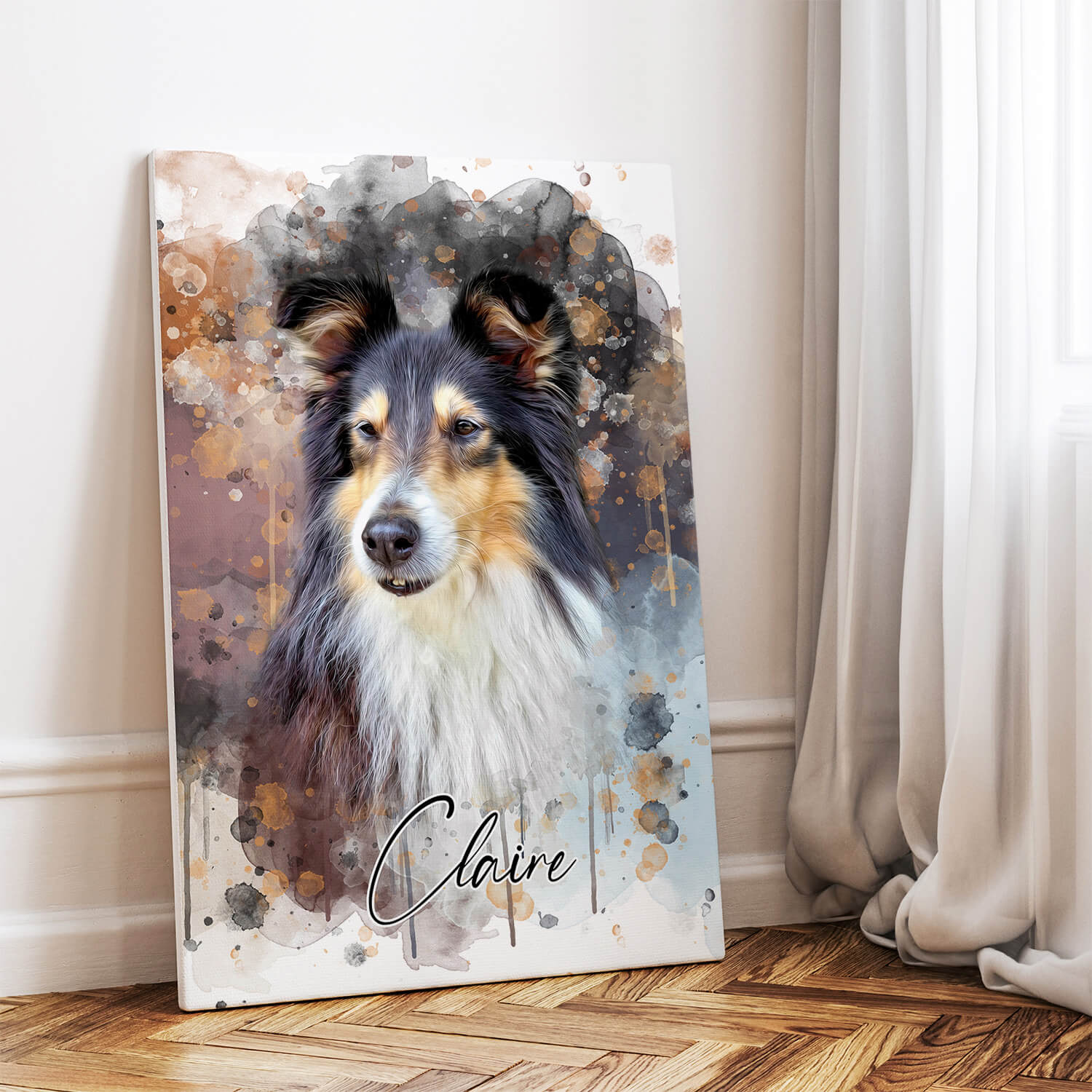Retrato de mascota en estilo acuarela