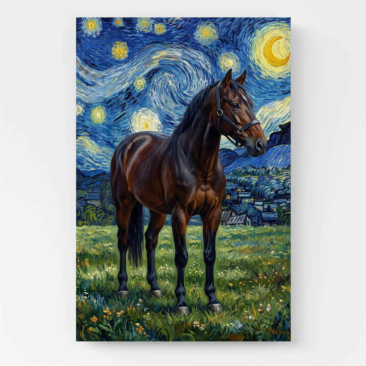 Retrato de caballo en estilo Van Gogh a partir de tu foto - lienzo