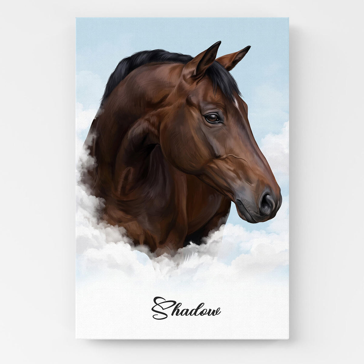 Retrato de caballo personalizado en las nubes a partir de tu foto - lienzo