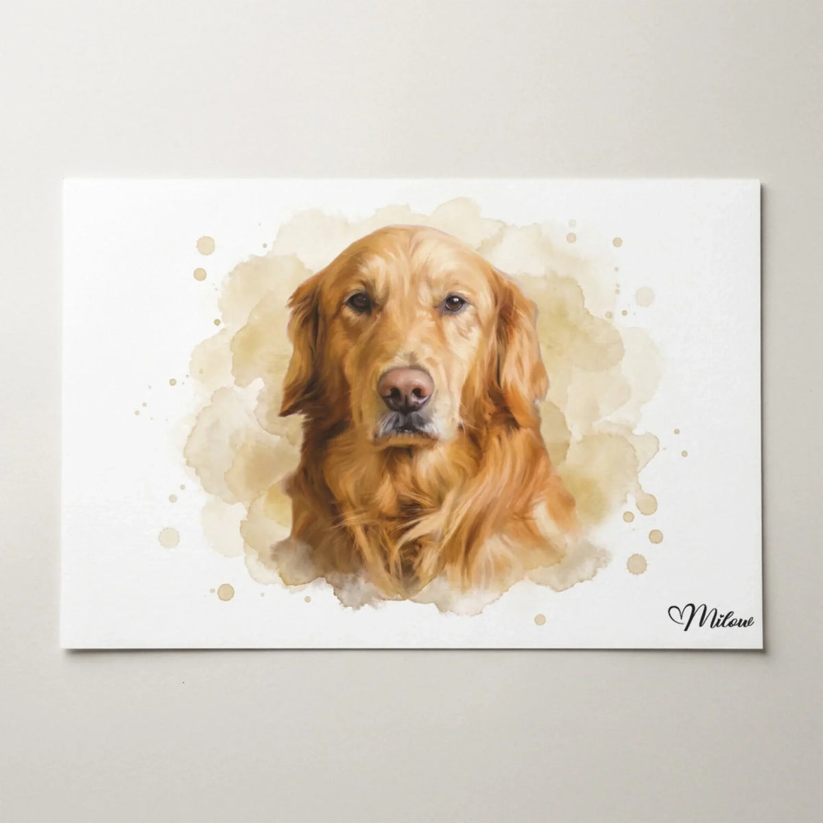 Retrato de perro en estilo acuarela (formato horizontal) a partir de tu foto - póster