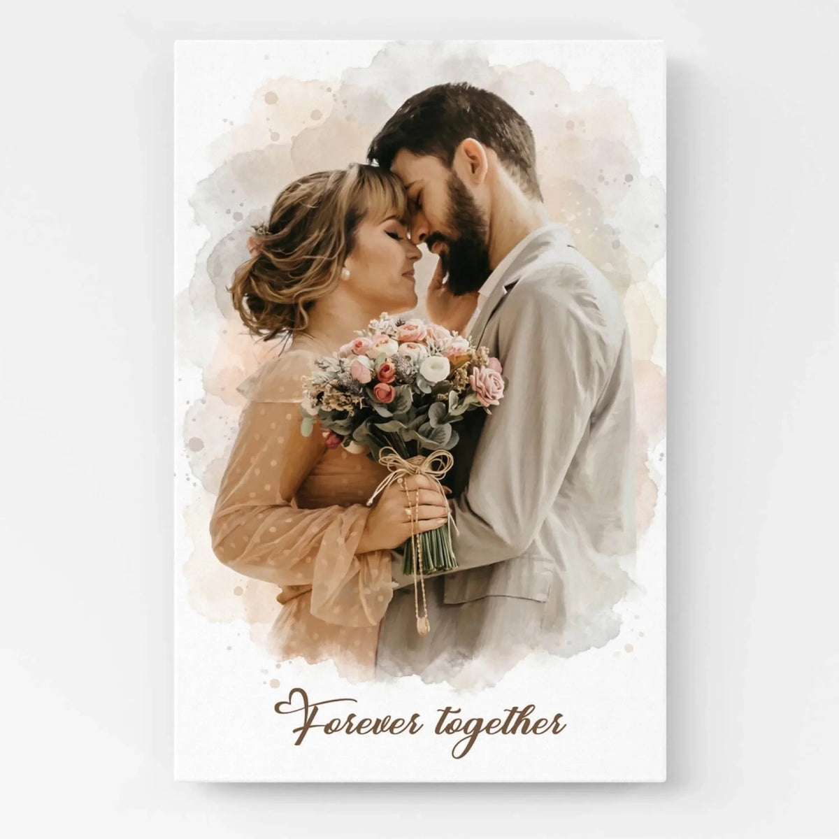 Retrato de pareja y familia en estilo acuarela a partir de tu foto - lienzo