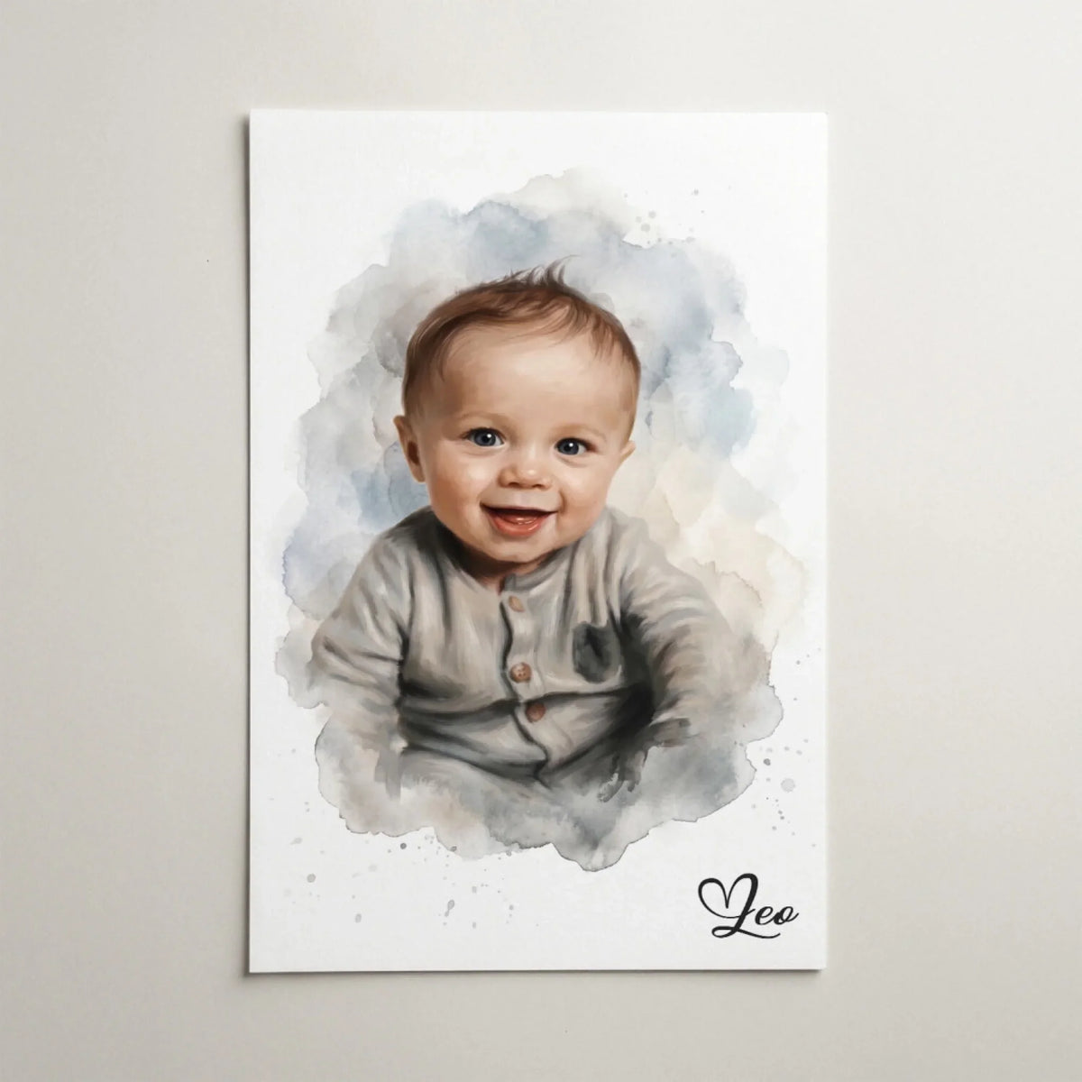 Retrato de bebé en estilo acuarela a partir de tu foto - póster
