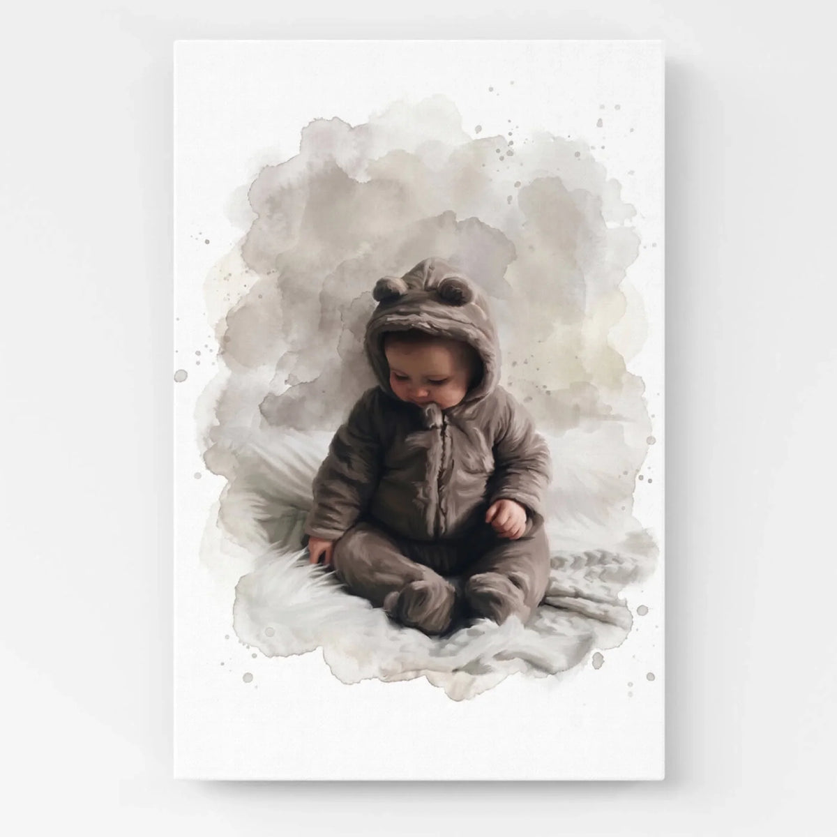 Retrato de bebé en estilo acuarela a partir de tu foto - lienzo