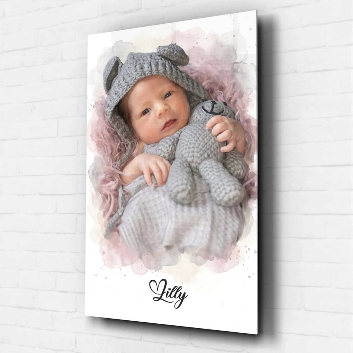 Retrato de bebé en estilo acuarela a partir de tu foto - vidrio acrílico