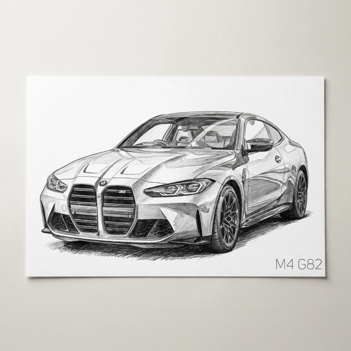 Retrato de coche estilo lápiz a partir de tu foto - póster