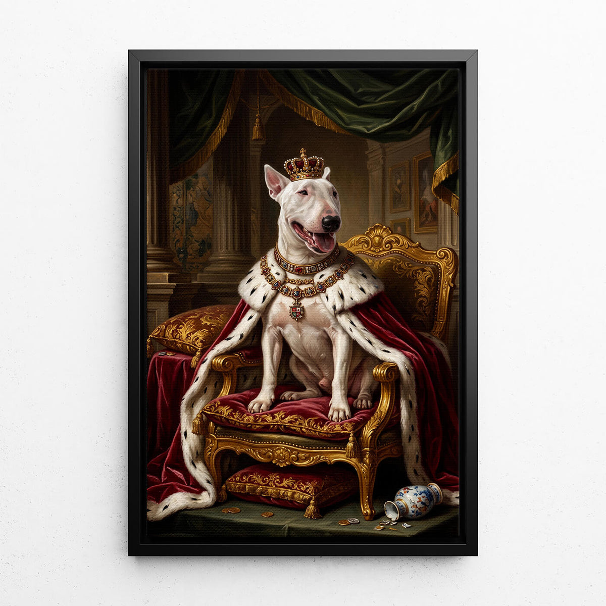 Retrato de perro en estilo renacentista a partir de tu foto - lienzo con marco negro