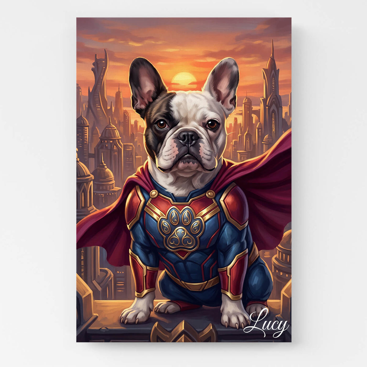 Retrato de perro como superhéroe a partir de tu foto - lienzo