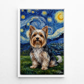 Retrato de gato estilo Van Gogh a partir de tu foto - lienzo con marco blanco
