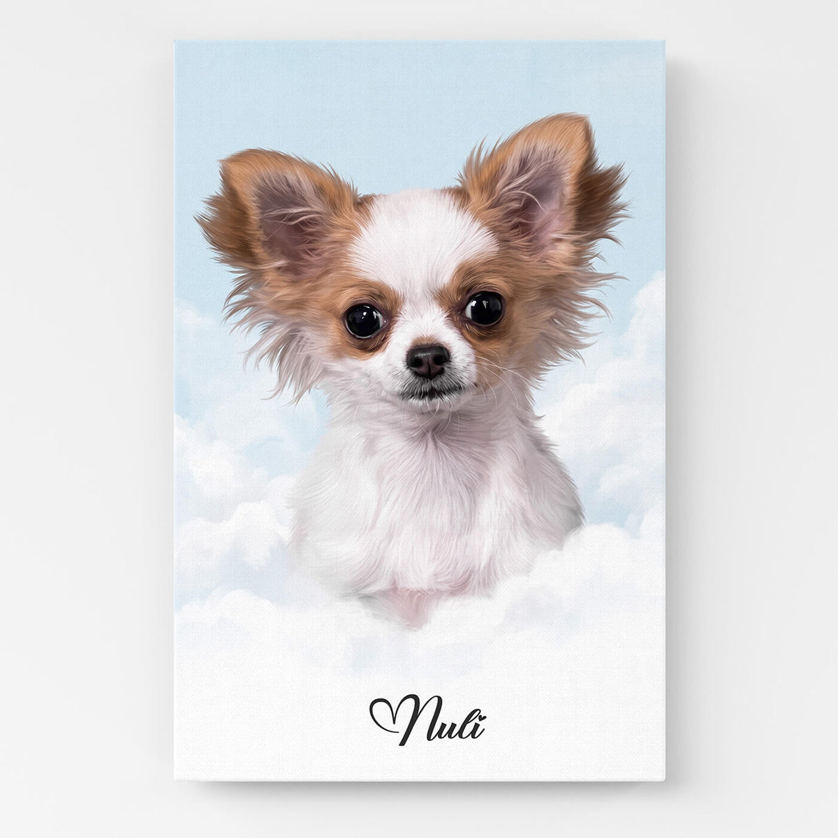 Retrato de perro personalizado en las nubes a partir de tu foto - lienzo