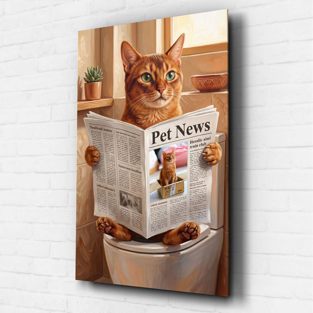 Retrato divertido de gato en el inodoro a partir de tu foto - vidrio acrílico