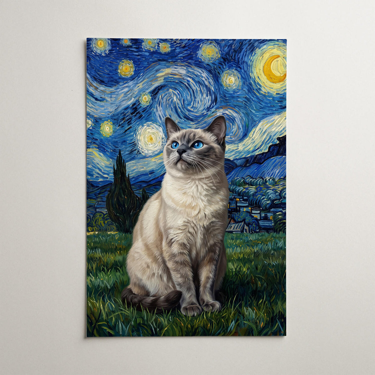Retrato de gato en estilo Van Gogh a partir de tu foto - póster