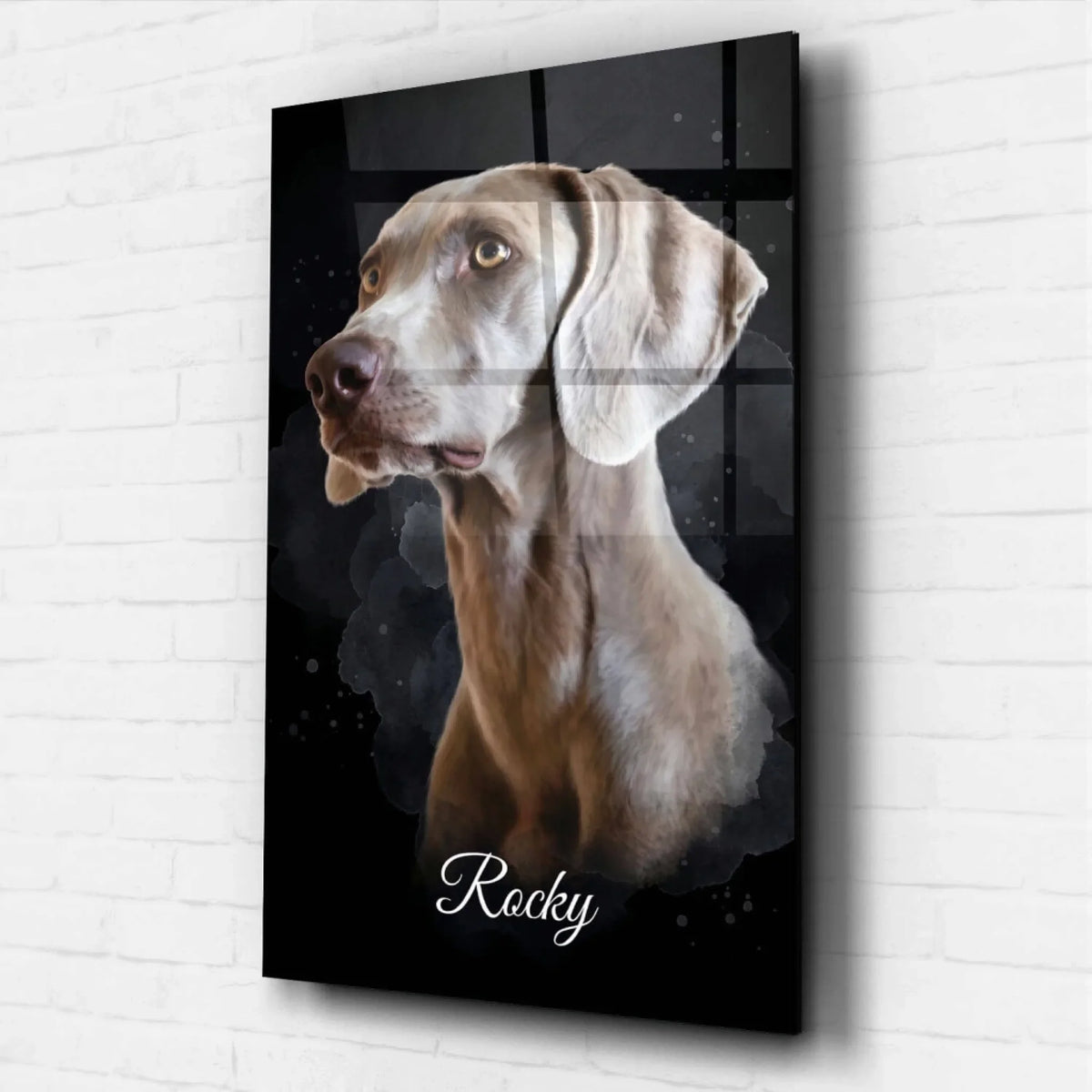Retrato de perro en estilo acuarela - Negro a partir de tu foto - vidrio acrílico