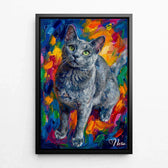 Retrato de gato estilo pop art a partir de tu foto - lienzo con marco negro