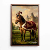 Retrato de caballo estilo renacentista a partir de tu foto - lienzo con marco nogal