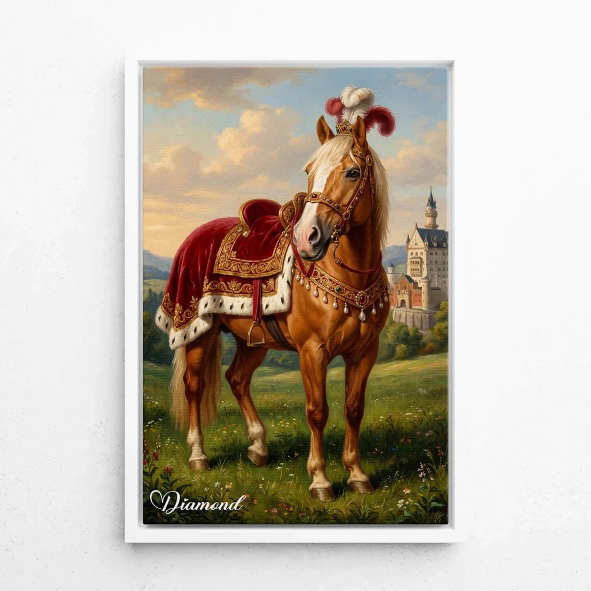 Retrato de caballo en estilo renacentista a partir de tu foto - lienzo con marco blanco