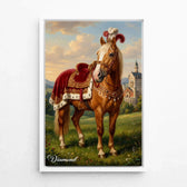 Retrato de caballo estilo renacentista a partir de tu foto - lienzo con marco blanco