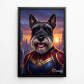 Retrato de perro como superhéroe a partir de tu foto - lienzo con marco negro