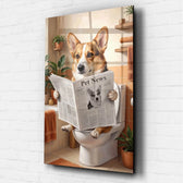 Retrato de perro en el váter a partir de tu foto - vidrio acrílico
