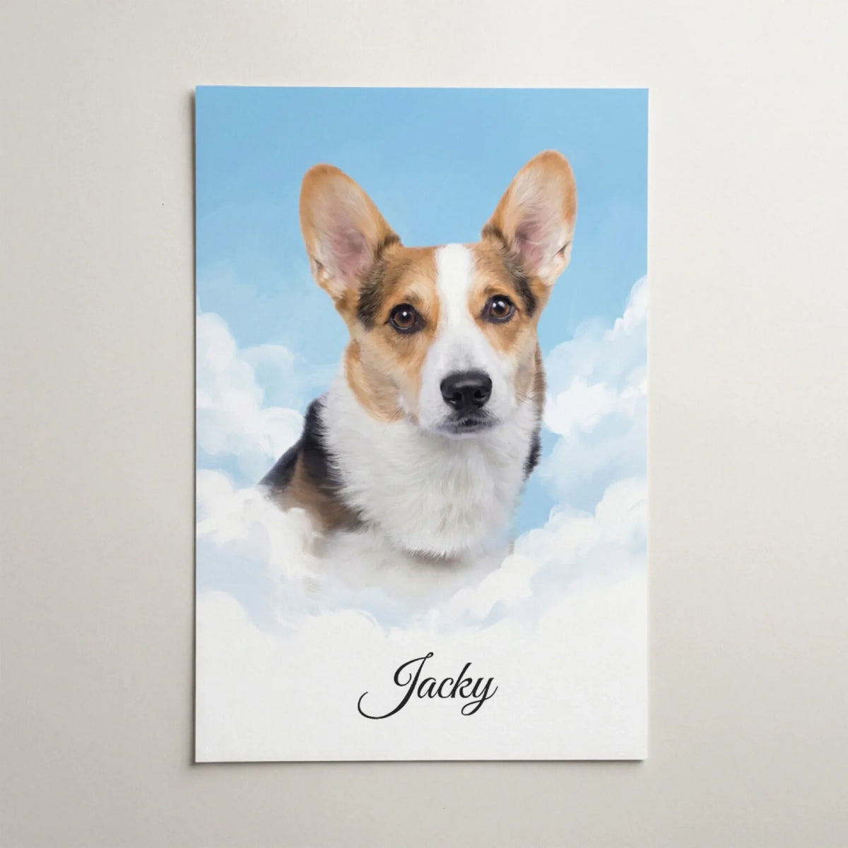 Retrato de perro personalizado en las nubes a partir de tu foto - póster