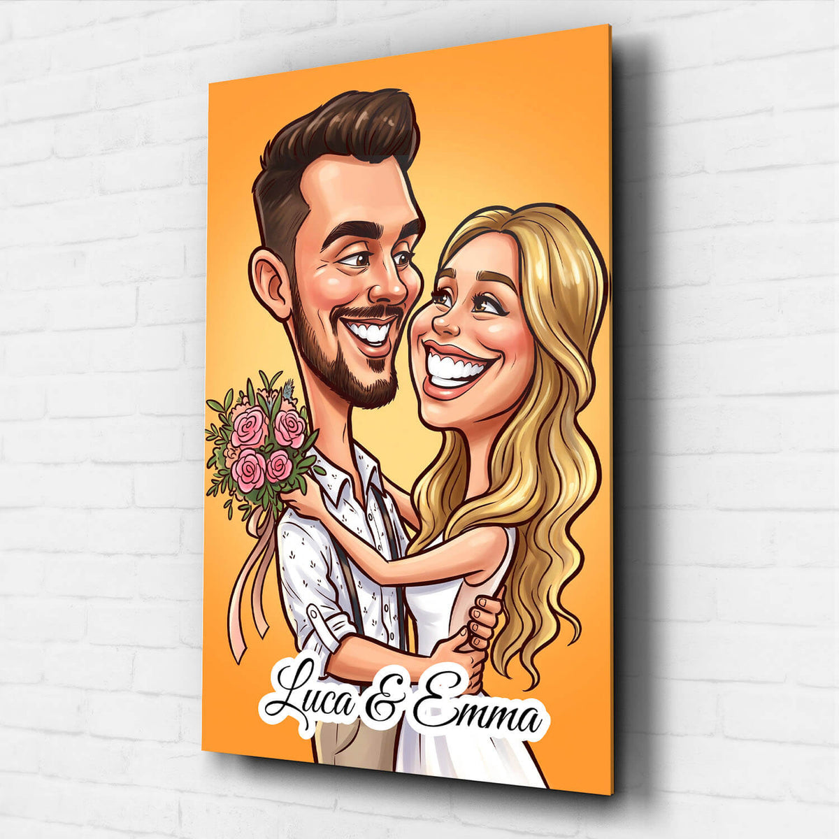 Retrato de pareja y familia en estilo caricatura a partir de tu foto - vidrio acrílico