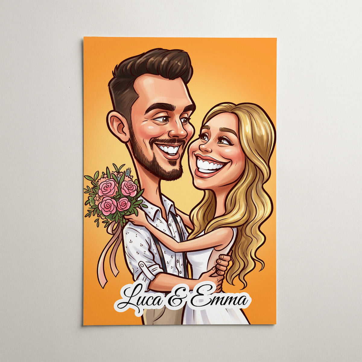 Retrato de pareja y familia en estilo caricatura a partir de tu foto - póster