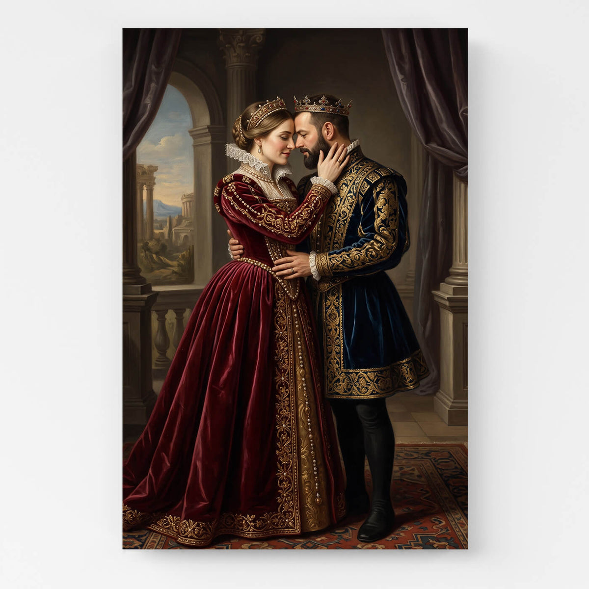 Retrato de pareja y familia en estilo renacentista a partir de tu foto - lienzo