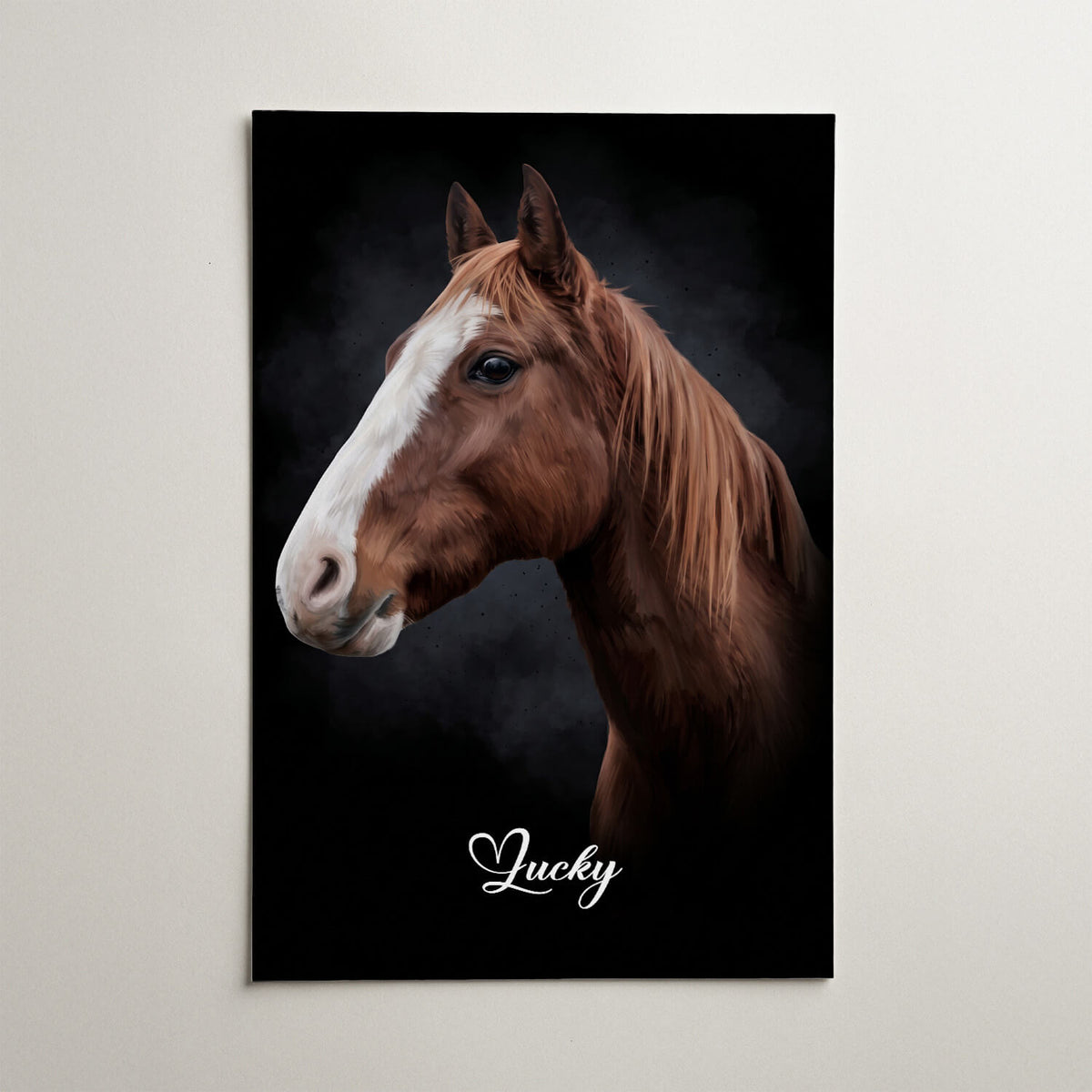 Retrato de caballo en estilo acuarela - Negro a partir de tu foto - póster