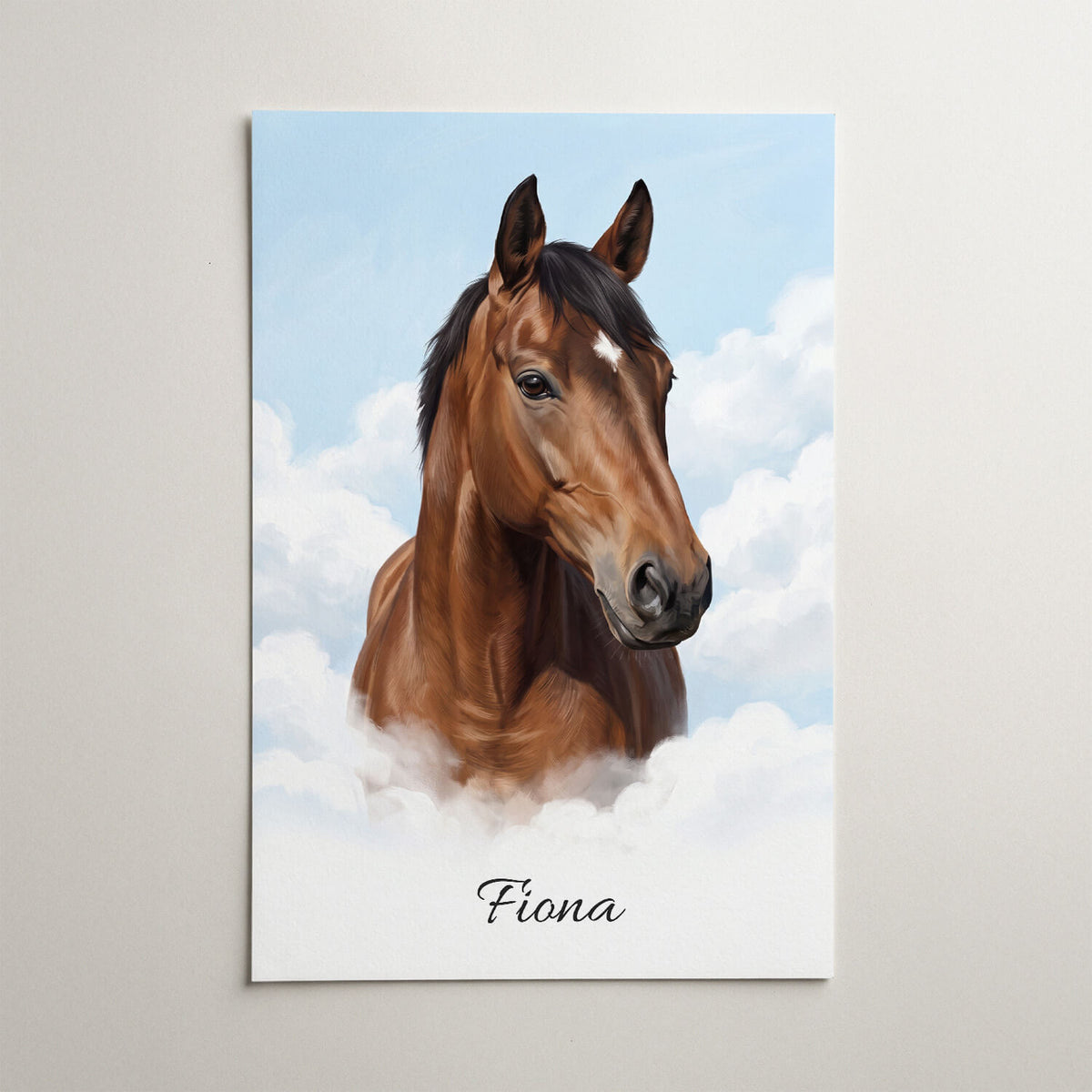 Retrato de caballo personalizado en las nubes a partir de tu foto - póster